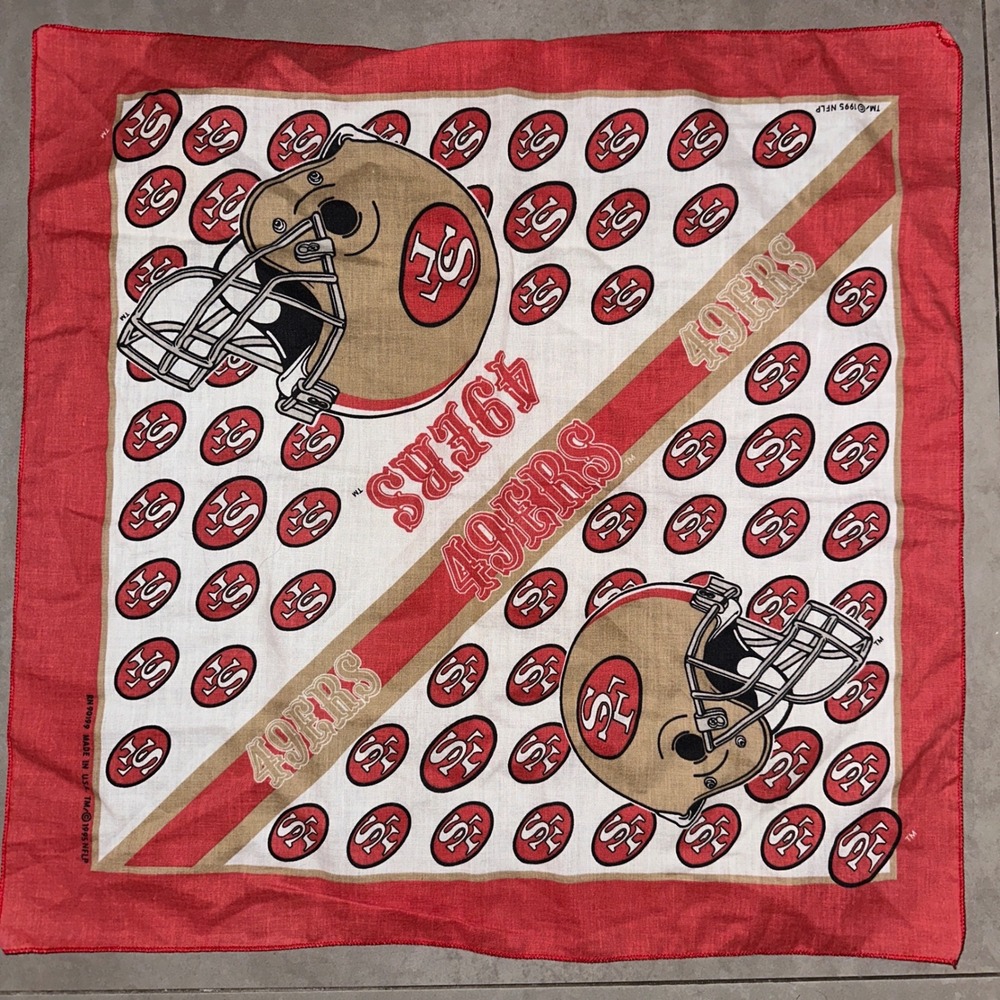 VTG 95 San‎ Francisco 49ers Bandana NFL Made in USA Red Gold SF Logo 90s